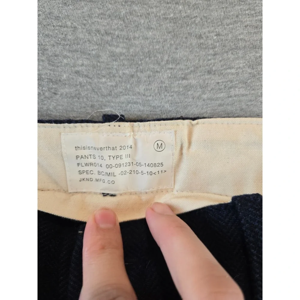 Thisisneverthat Pants Mens M‎ Navy Study Chevron Wool Trousers Crop 2014 F/W